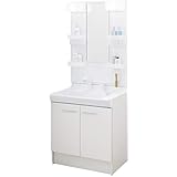 LIXIL(リクシル) INAX 洗面化粧台 セット V1シリーズ シングルレバー洗髪シャワー水栓 扉タイプ ホワイト 間口750mm V1N1-755SY/VP1H & 1面鏡 LED MD7X3-751YFJ