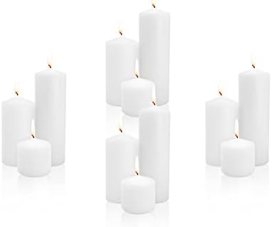 Royal Imports Unscented Pillar Candles 3 Inch Premium Wax White, 4 Sets (12 Candles - 4 of Each 3x3, 3x6, 3x9) White Unscented Premium Wax for Wedding, Spa, Party, Birthday, Holiday, Bath, Home Decor