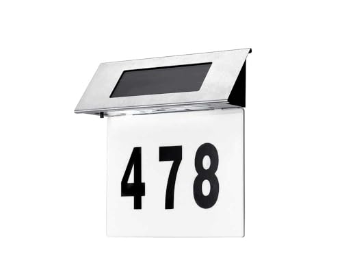 MICHELINO LED Solar-Hausnummer 4 kaltweiße LEDs 18,6 x 19 cm