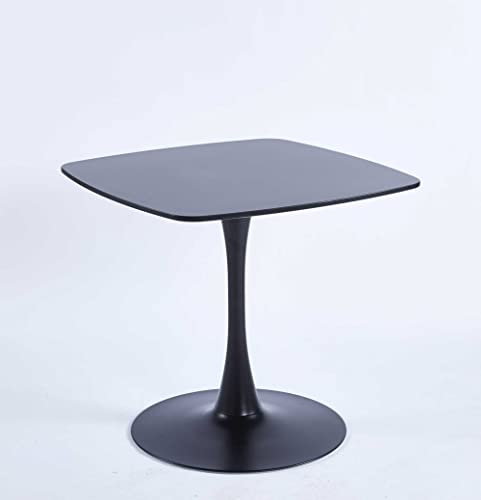 Nevoc Square Dining Table, Special Tulip Kitchen Table with Sturdy Pedestal Base, Modern Tulip Design & Metal Leg, Coffee Table for 2-4 People Small Spaces Living Room (Black, 31.5 * 28.7)