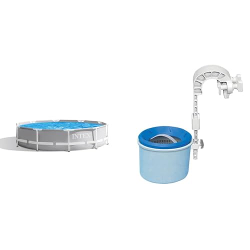 Intex 26700NP - Piscina elevada Redonda Prisma Frame 305 x 76 cm & Skimmer de Superficie - Skimmer de Superficie de Montaje en Pared de Lujo - Skimmer de suspensión, 49x43x34 cm (28000E)