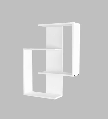 Image of ALEN Multipurpose Modular Wall Racks /Shelves /Organiser /Decor Particle Board Wall Shelf (Number of Shelves - 4, White)