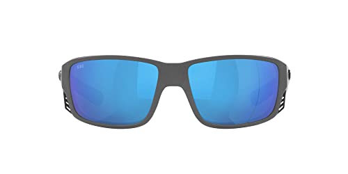 Costa Del Mar Mens Tuna Alley Pro Rectangular Sunglasses, Grey/Polarized Blue Mirrored 580G, 60 mm
