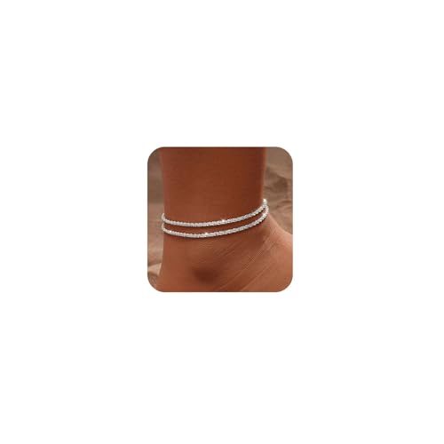 FloralGrace Cavigliera da donna in argento 925, regolabile, impermeabile, design semplice, ipoallergenico, cavigliera...