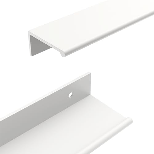Image of Goldenwarm 10 Pack 3in White Finger Edge Pulls Kitchen Drawer Handles | Aluminum Alloy, White Cabinet Handles, Edge Pulls for Cabinets, White Handles, For Drawers, Dressers, Screws Included