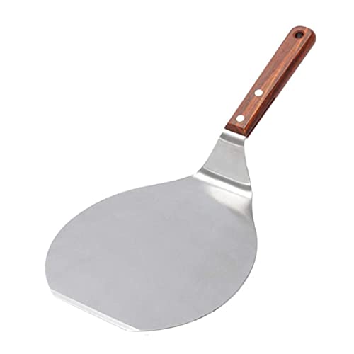 Hilai Pizza Pans, Stainless Steel Pizza Peel Wood Handle, Round Cake Pizza Shovel Kitchen Baking Tool