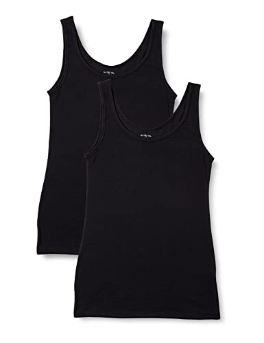 Iris & Lilly Damen Baumwoll-Tanktop, 2er-Pack, Schwarz, 40