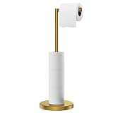 FORIOUS Toilet Paper Holder Stand, Modern Freestanding Tissue Roll Holder for Bathroom, Durable 304 Stainless Steel and Weighted Base Toilet Paper Stand, toilet paper storage for 4 Rolls, Brushed Gold