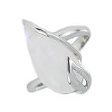 Artipol Bague producto europeo estilo francés. Plata rodiada con naturales Piedra de luna - modelo 3805-PL, talla 62