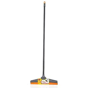 Chakaachak Shine Floor Wiper - Plastic & TPE Blades, with Rod, Grey & Orange, 1 pc