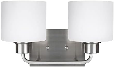 Brushed Nickel 2-Light Wall/Bath Vanity with Etched Glass Shades