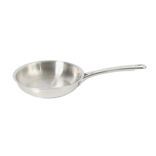 Image of Sur La Table Kitchen Essentials Chef's Deck 8-Inch Stainless Steel Frying Pan - Induction Ready Skillet with Tri-Ply Base, Polished Finish & Hollow Stay-Cool Handle