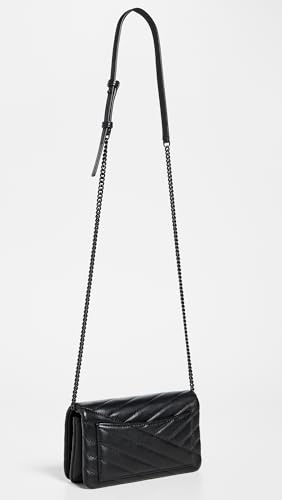 Tory Burch Women's Kira Chevron Powder Coated Chain Wallet, Black, One Size3