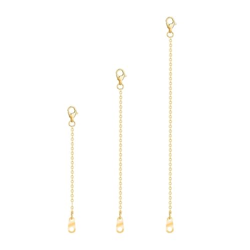 3 extensores de collar dorados, extensores de cadena reutilizables para collar con cierre de pinza de langosta, extensor de collar dorado resistente para hacer joyas, collares, cadenas, pulseras y