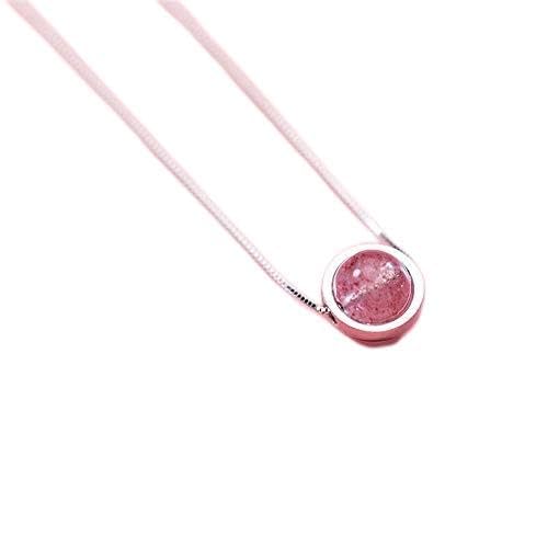 Collier argent Sterling 925 véritable avec pendentif cristal de fraise