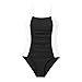 Girls Swimsuit One Piece Bathing Suit Solid Color Ruched Adjustable Straps Padded Swimwear Fashion (Black, 9-10 Years)