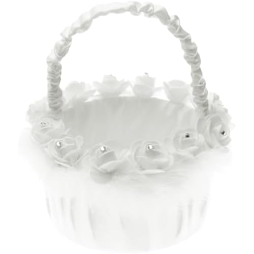 Healifty Romantic Wedding Basket Flower Girl Basket Bubble Flowers for Ceremony