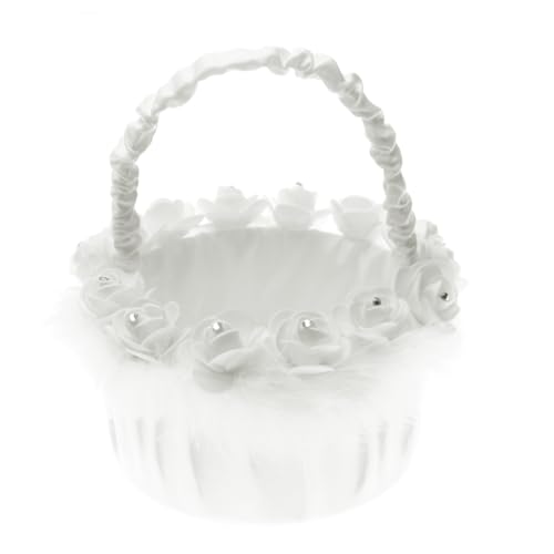 Healifty Romantic Wedding Basket Flower Girl Basket Bubble Flowers for Ceremony