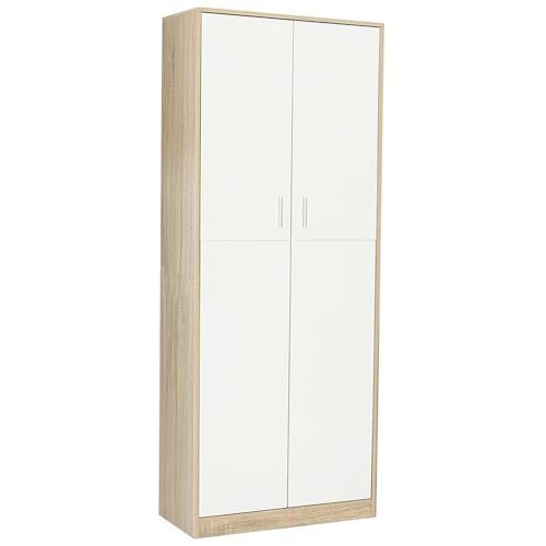 IDMarket - Armoire de Bureau 190 cm Multifonction Maria Bois et Blanc 2 Portes 4 étagères