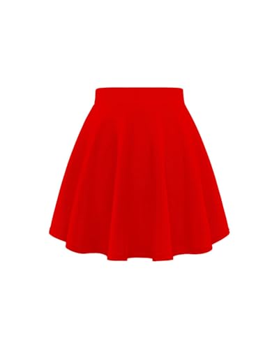 Gum & Berries Mini jupe patineuse évasée taille haute pour filles tenue décontractée de danse et de fête, Rouge, 5-6 ans