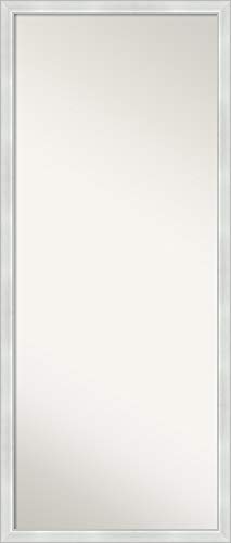 Amanti Art Full Body Silver Framed Floor Leaner Mirror, Glass Size 24X60, Vista Brushed Nickel Narrow #TOP11