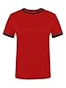 SOFIA'S CHOICE Ringer Tee Women Crew Neck Color Block Basic Summer Casual Short Sleeve T Shirt, Red Black, S #3