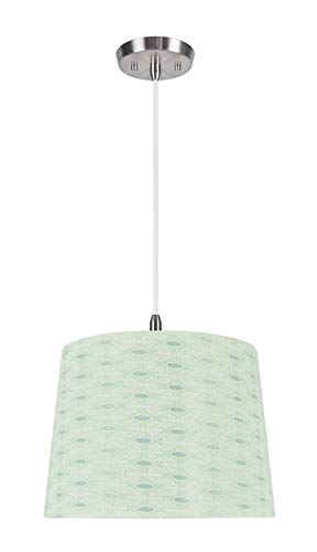 Black Friday Clearance Aspen Creative Green, 72146-11 One Hanging Pendant Ceiling Light with Transitional Hardback Empire Fabric Lamp Shade, 14" Width