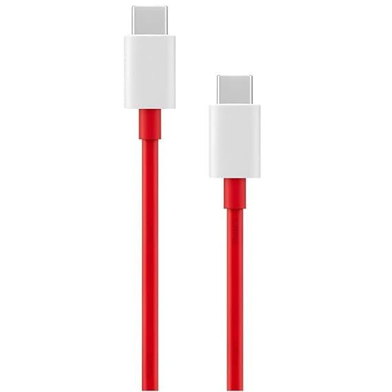 Image of 80W One Plus Dash Warp Charge Cable, 6.5A Type-C to USB C Pd Data Sync Fast Charging Cable Compatible with One Plus 8T / 9 / 9R / 9 Pro / 9Rt / 10R / Nord & for All Type C Device Red, 1 Meter (VIP-127)