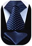 HISDERN Dot Ties for Men Wedding Tie Handkerchief Formal Business Necktie & Pocket Square Set