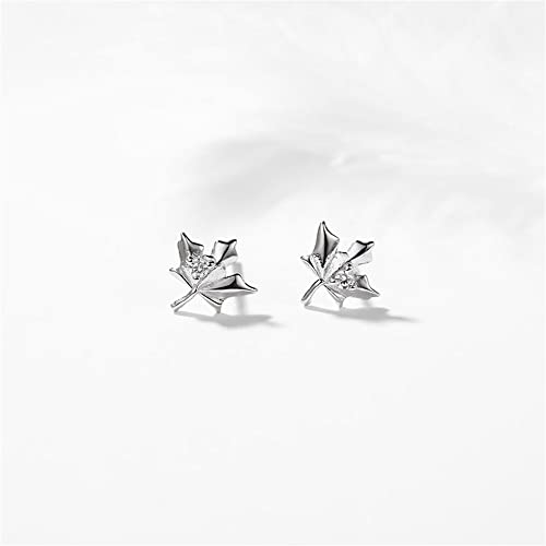 Dainty CZ Maple Leaf Earrings Sterling Silver Small Stud Cartilage Earring for Women Girls Hypoallergenic Tiny Cute CZ Crystal Piercing Studs Canadian Plant Fall Autumn Themed Jewelry4