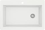Karran QT-670 Drop-In Quartz Composite 33 in. 1-Hole Single Bowl Kitchen Sink in White