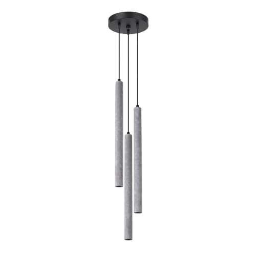 Suspension luminaire plafonnier béton gris 3 ampoules LED 3000K