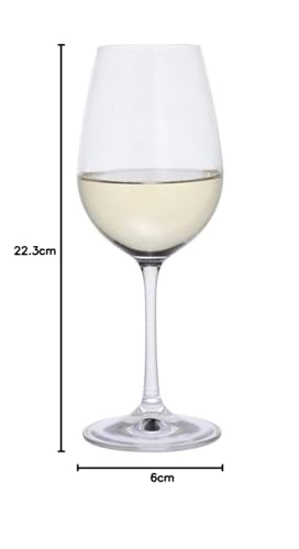 Dartington Crystal Six White Wine Glasses, Set of 6 | White Wine Glasses | 223mm | 350ml | Suitable for Everyday use and Special Occasions, Six is a Set of Elegant and Functional Glasses