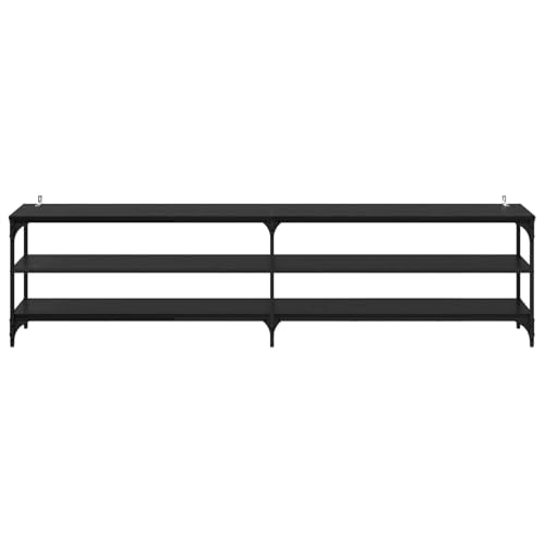 Console TV aspect chêne 200 cm en bois composite et fer de qualité - 5