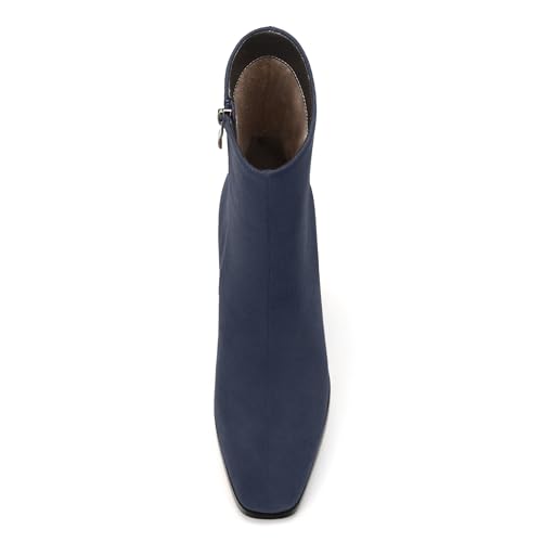 Womens Ankle Boots, Square Toe High Heel Short Boots for Women, Fashion Chunky Heel Mid Calf Boots with Side Zipper 3.5 In3