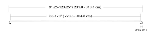 Amazon Basics Adjustable Easy to Install Blackout Curtain Rod for Bedroom and Living Room, 88" to 120", Black