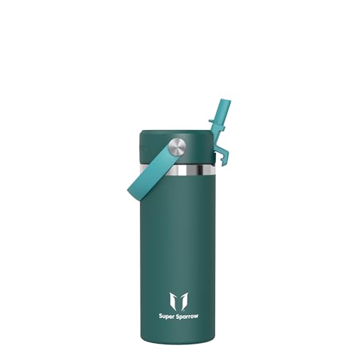 Sparrow Kinder Trinkflasche Edelstahl 500ml Thermosflasche mit Strohhalm – Ansicht 1
