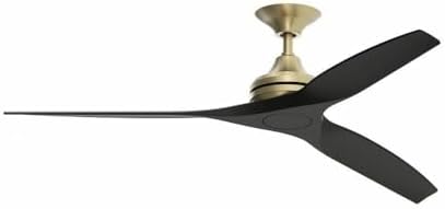 Fanimation Spitfire - 3 Blade Ceiling Fan - 12 Inches Tall and 60 Inches Wide, Brushed Satin Brass Finish - Black Blade Color