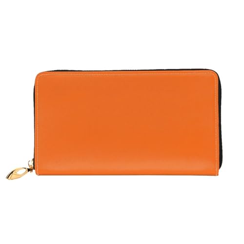 NasturtiumJLH Orange Leather Wallet for Women Long Coin Purse Ultra Slim Credit Cards Holder Bifold Clutch