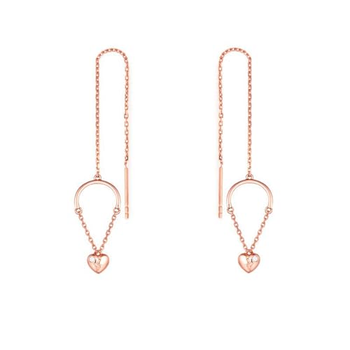Boucles d'oreilles cœur brisé en or 9K et chaîne moissanite pour femme