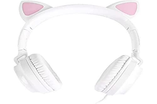 FONE HEADSET KITTY EAR - ORELHA DE GATO BRANCO COM MICROFONE CABO 1.2M PLUG P2 ESTEREO P3 - KE110B -