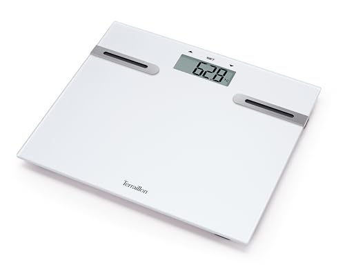 TERRAILLON - Tracker - Balance pèse personne IMC et Impédancemètre - 12 utilisateurs - plateau verre - Capacité 150 kg