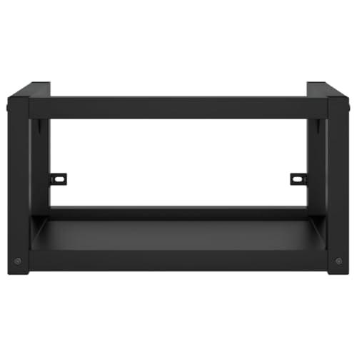 Mueble de baño de pared negro de 59 cm con espacio de almacenamiento compacto 4