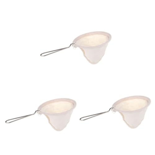 Hemoton 3pcs Reusable Cloth Strainer Coffee Filter with Stainless Steel Handle for Enhanced Flavor Extraction and Clarity for Coffee and Tea