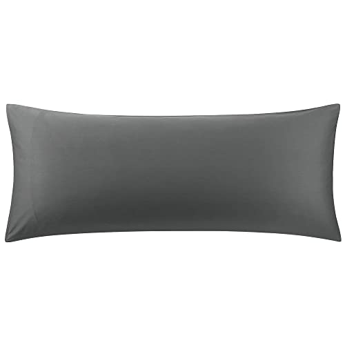 PICCOCASA Funda de Almohada de 100% Algodón, Suave Funda Almohada con Cierre de sobre, Funda Almohada de Cuerpo Larga y Transpirable para Hotel Moderno Dormitorio, 51x152cm Gris Oscuro Cover
