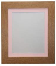 FRAMES BY POSTMetro Oak Photo Picture Poster Frame with Pink Mount Plastic Glass 21 inches x 10 inches for 3 Pics at 7 inches x 5 inches