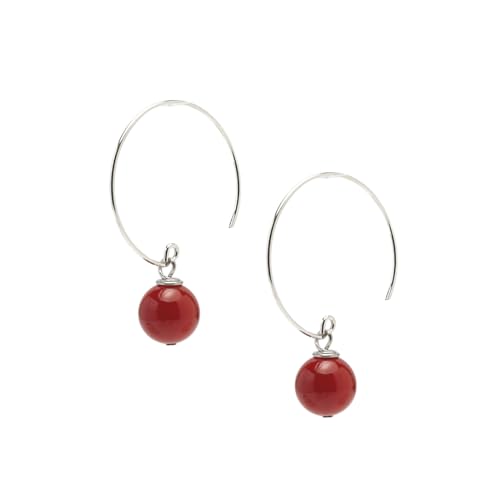 Boucles d'oreilles boho en argent et agate rouge pour femmes