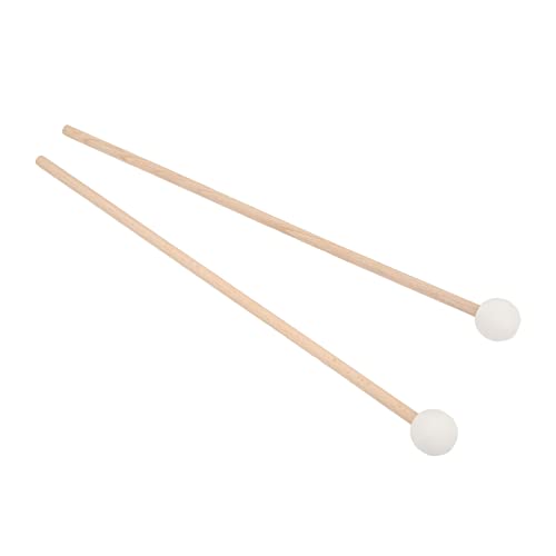 ZAWELIYO Młotek Dzwonkowy 2 szt. z rękojeścią klonową i gumową główką do Instrumentów Perkusyjnych Ksylofonu Marimba (Biały)
