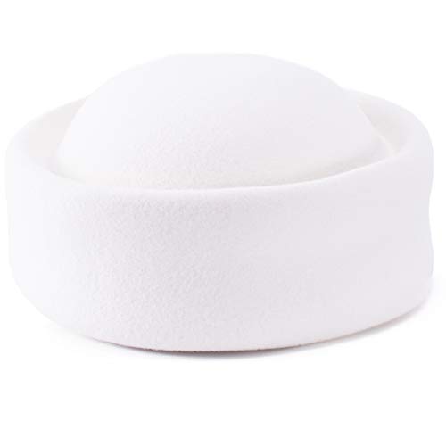 Lawliet Womens 100% Wool Felt Fascinator Hostess Pillbox Millinery Hat Base B028 (White)