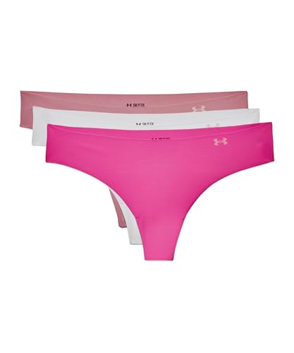 Image of Under Armour Women's Pure Stretch Thong Multi-PackDISC, (697) Pink Elixir /Halo Gray /Rebel Pink, Small